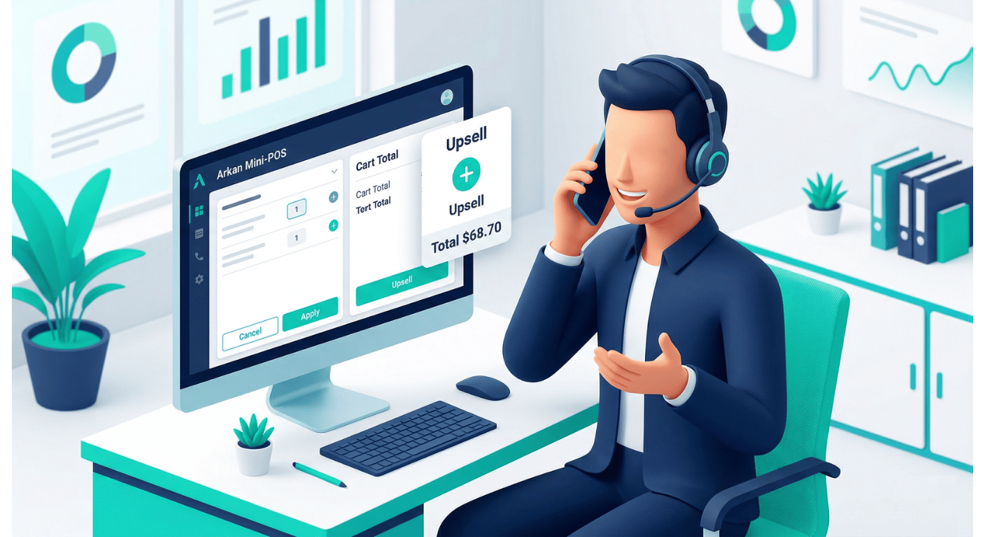نافذة تأكيد الطلبات الهاتفية والبيع المتقاطع Upsell